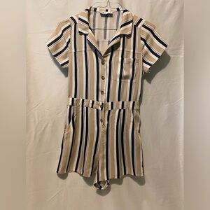 Hollister Striped Romper, Size Small, Button Closure.